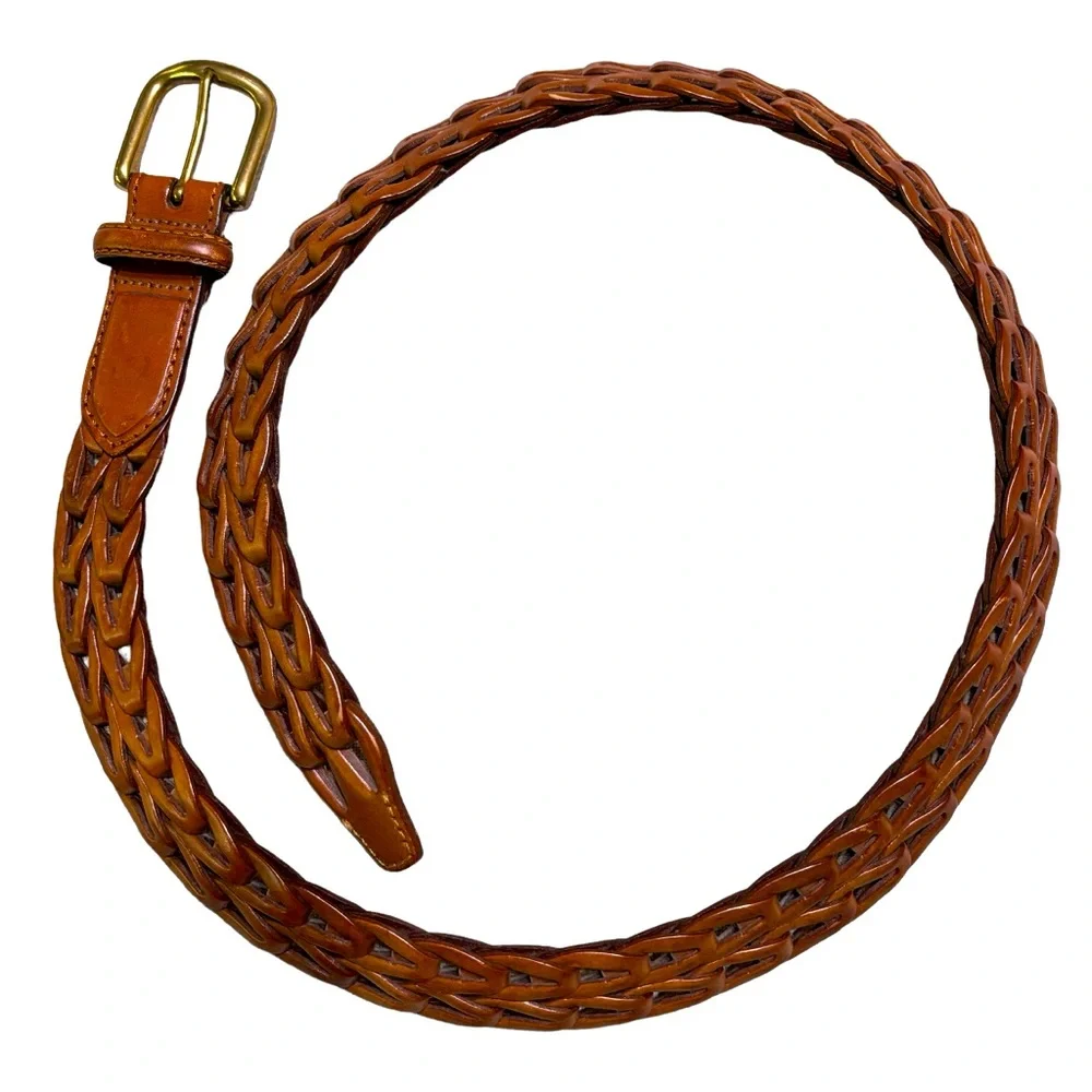 Brighton Vintage Link Leather belt solid brass buckle Excellent condition sz 36